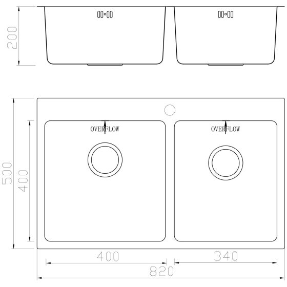 ΝΕΡΟΧΥΤΗΣ ΑΝΟΞΕΙΔΩΤΟΣ 304# 2 ΓΟΥΡΝΕΣ 820x500x200mm 0.8mm ΠΑΧΟΣ ΜΕ ΧΕΙΛΟΣ ΓΙΑ ΒΡΥΣΗ GEMAN